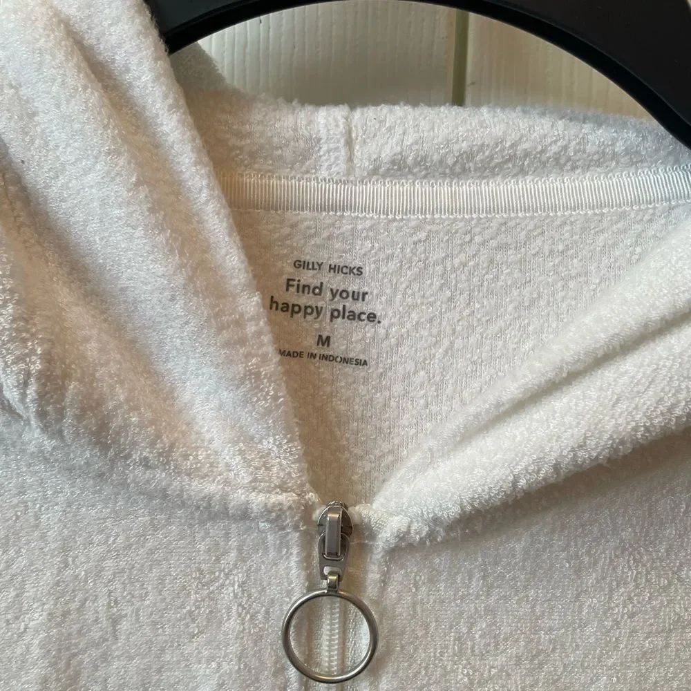 White Stretch Terry Zip-Up Hoodie - Picture 4 of 5